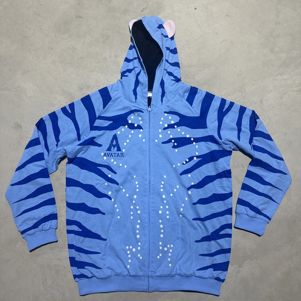 RARE AVATAR Fire & Ash Movie Glow In The Dark Promo Na'vi Hoodie Ears Disney XL